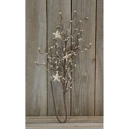 24 Holiday Pip Spray w Stars-Platinum - The Fox Decor