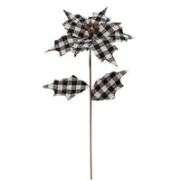 Black & White Plaid Country Poinsettia Spray 20 - The Fox Decor