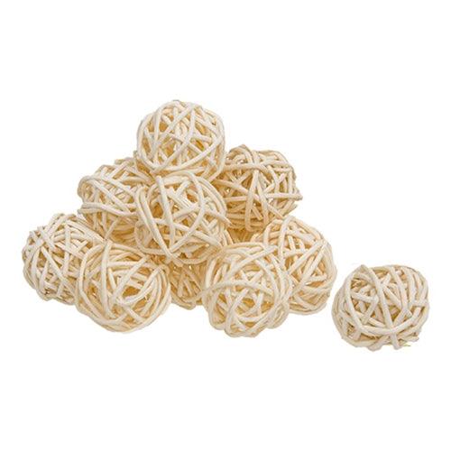 12 Set Ivory Twiggy Rattan Balls 125 - The Fox Decor