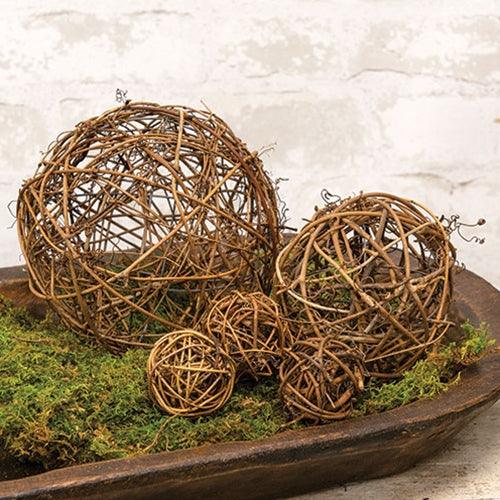 12 Set Twiggy Rattan Balls 2 - The Fox Decor