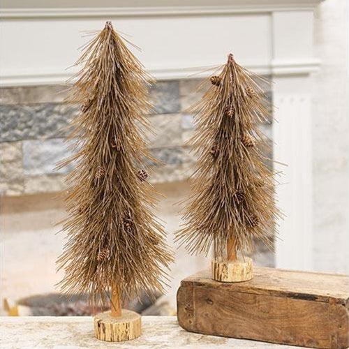 Sparkle Bottle Brush Tree With Pine Cones on Base 21 - The Fox Decor