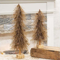 Sparkle Bottle Brush Tree With Pine Cones on Base 21 - The Fox Decor