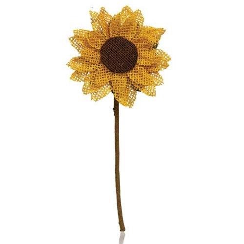 Stiffened Burlap Sunflower Pick - The Fox Decor