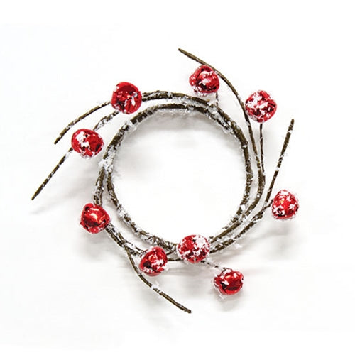 Snowy Red Jingle Bell Candle Ring 25 - The Fox Decor