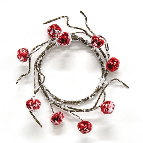 Snowy Red Jingle Bell Candle Ring 25 - The Fox Decor