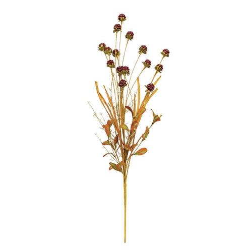 Fall Grass & Thistle Spray 26 Burgundy - The Fox Decor