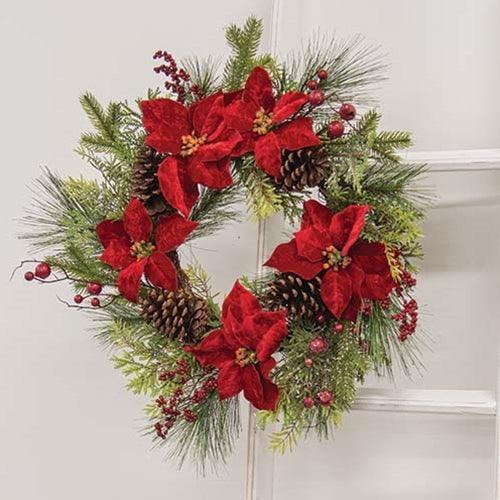 Winter Party Poinsettia & Pine Wreath 24 - The Fox Decor