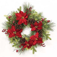Winter Party Poinsettia & Pine Wreath 24 - The Fox Decor