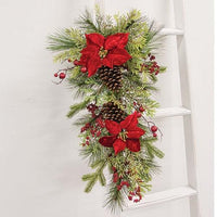 Winter Party Poinsettia & Pine Teardrop 29 - The Fox Decor