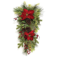 Winter Party Poinsettia & Pine Teardrop 29 - The Fox Decor