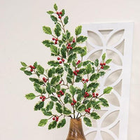 Mini Holly Leaves & Berries Spray 28 - The Fox Decor
