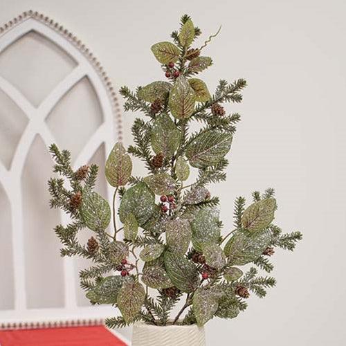 Snowy Fittonia Pine & Berries Spray 28 - The Fox Decor