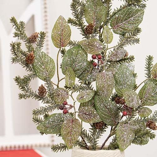 Snowy Fittonia Pine & Berries Spray 28 - The Fox Decor