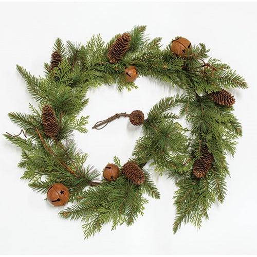 Rustic Cedar & Pine Bell Garland 5ft - The Fox Decor