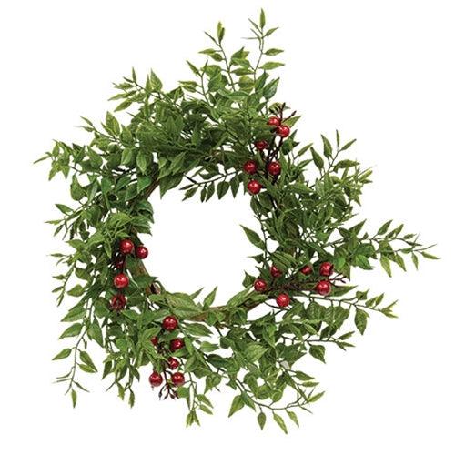 Lady Ruscus & Berries Candle Ring 45 - The Fox Decor