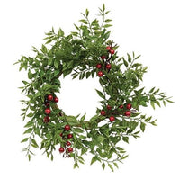 Lady Ruscus & Berries Candle Ring 45 - The Fox Decor