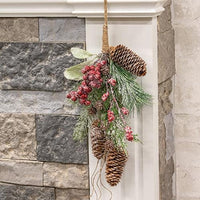 Glittered Hanging Pine & Berry Bough 13 - The Fox Decor