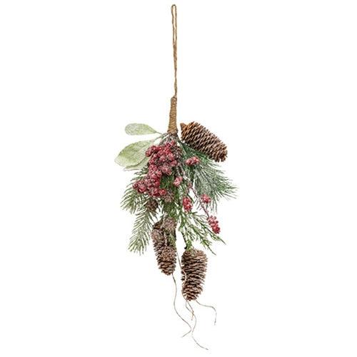 Glittered Hanging Pine & Berry Bough 13 - The Fox Decor