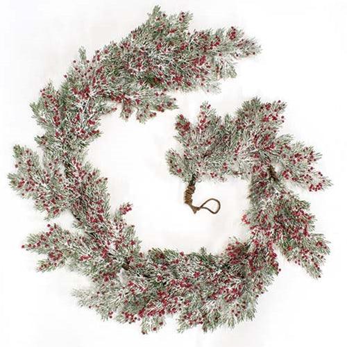 Frosted Pepper Berry and Pine Garland 5ft - The Fox Decor