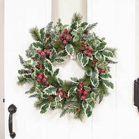 Icy Winterberry Holly & Pine Wreath 24 - The Fox Decor