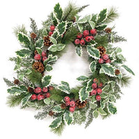 Icy Winterberry Holly & Pine Wreath 24 - The Fox Decor