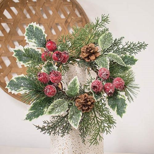 Icy Winterberry Holly & Pine Candle Ring 4 - The Fox Decor