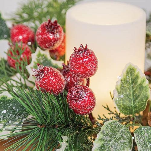 Icy Winterberry Holly & Pine Candle Ring 4 - The Fox Decor