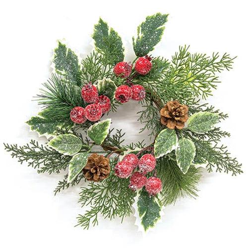Icy Winterberry Holly & Pine Candle Ring 4 - The Fox Decor