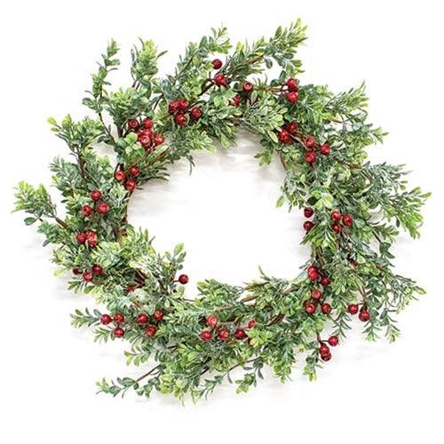 Frosted Boxwood & Gooseberry Wreath 20 - The Fox Decor