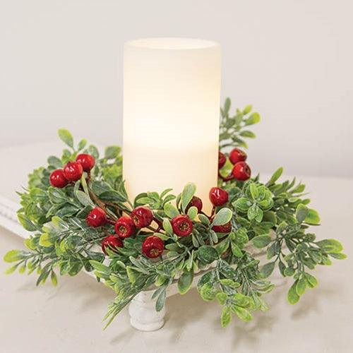 Frosted Boxwood & Gooseberry Candle Ring 35 - The Fox Decor