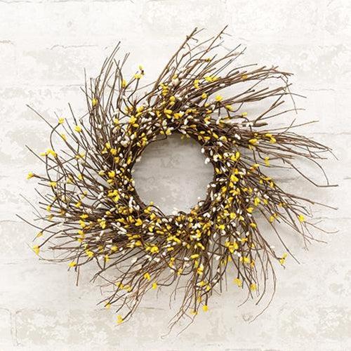 Yellow & Cream Pip Twig Wreath 16 - The Fox Decor