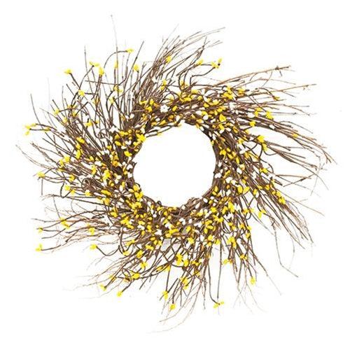 Yellow & Cream Pip Twig Wreath 16 - The Fox Decor
