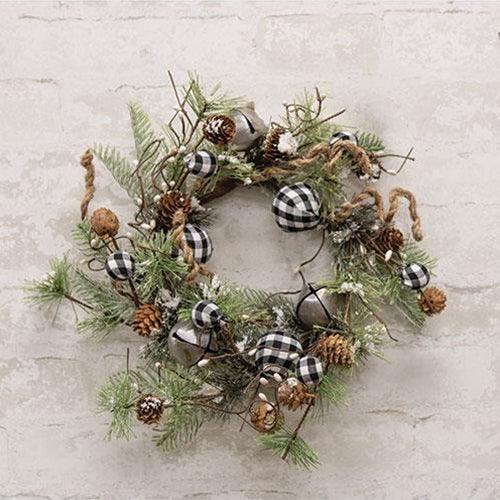 Black & White Country Gingham Bells Wreath 17 - The Fox Decor