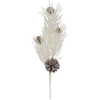 White Glitter Soft Pine & Cone Pick - The Fox Decor