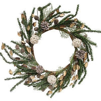 Birch Cone Pod & Glitter Rattan Ball Pine Wreath - The Fox Decor
