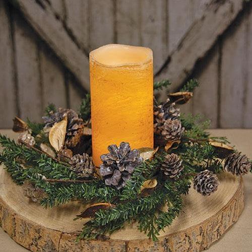 Birch Cone Pod & Glitter Rattan Ball Candle Ring - The Fox Decor