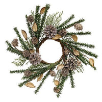 Birch Cone Pod & Glitter Rattan Ball Candle Ring - The Fox Decor