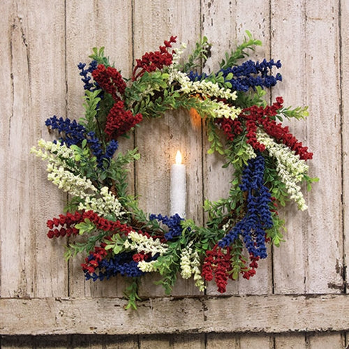 Red White & Blue Heather & Boxwood Wreath 18 - The Fox Decor