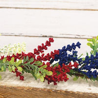 Red White & Blue Heather & Boxwood Garland 4ft - The Fox Decor
