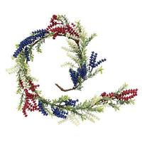 Red White & Blue Heather & Boxwood Garland 4ft - The Fox Decor