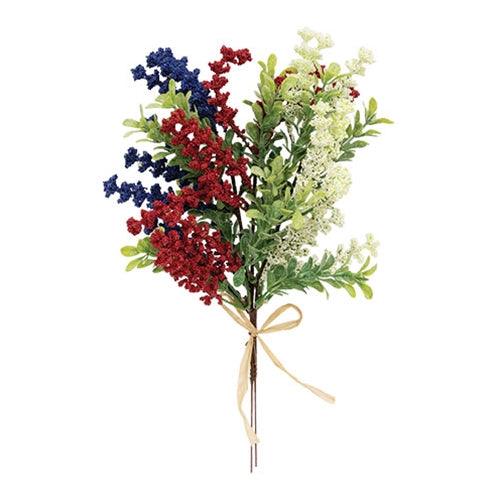 Red White & Blue Heather and Boxwood Bouquet - The Fox Decor