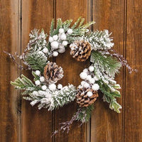 Flocked Berry Pine Candle Ring - The Fox Decor