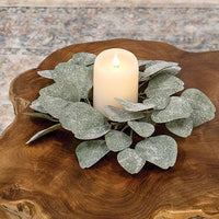 Frosted Dollar Eucalyptus Leaf Candle Ring 35 - The Fox Decor