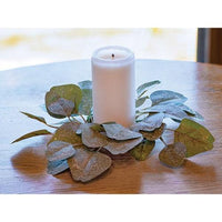 Frosted Dollar Eucalyptus Leaf Candle Ring 35 - The Fox Decor