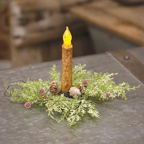 Frosty Red Berry & Cone Candle Ring 15 - The Fox Decor