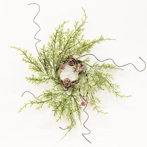 Frosty Red Berry & Cone Candle Ring 15 - The Fox Decor