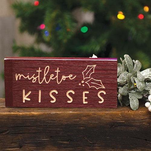 Mistletoe Kisses Engraved Block 35 x 8 - The Fox Decor