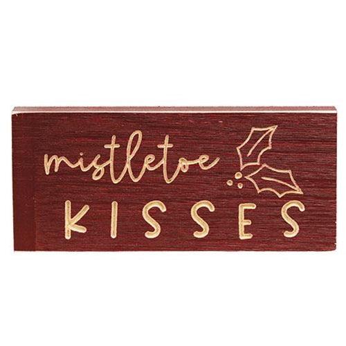 Mistletoe Kisses Engraved Block 35 x 8 - The Fox Decor