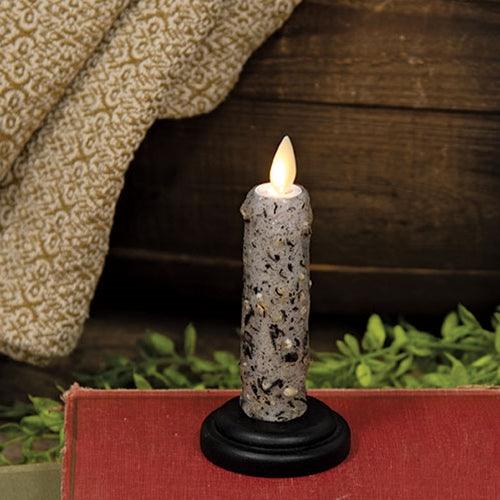 Silicone Dipped Chris Gray Taper on Black Wooden Base - The Fox Decor