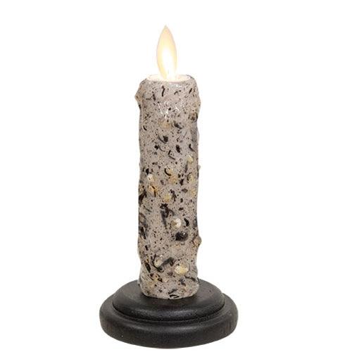 Silicone Dipped Chris Gray Taper on Black Wooden Base - The Fox Decor